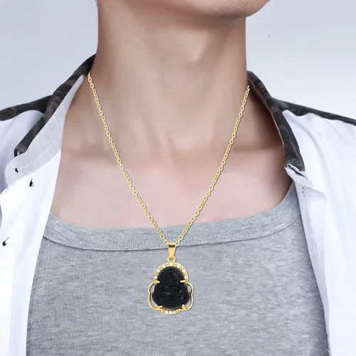 Vista 7 de NEWITIN 5 Pieces Laughing Buddha Necklaces for Women Colorful Crystal Cubic Zirconia Buddha Pendant Necklace Bling Gold Plated Chains Good Luck