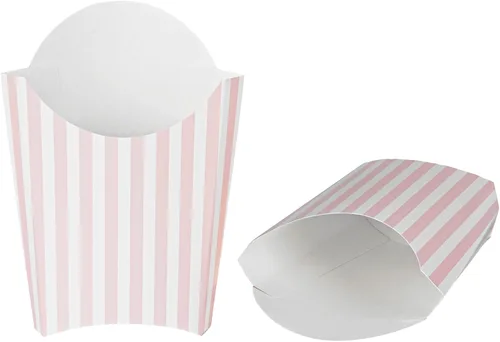 Vista 21 de Restaurantware Bio Tek - Taza de papas fritas desechables de 4.7 x 3.5 x 5.1 pulgadas, 100 vasos desechables para refrigerios, papel azul y blanco