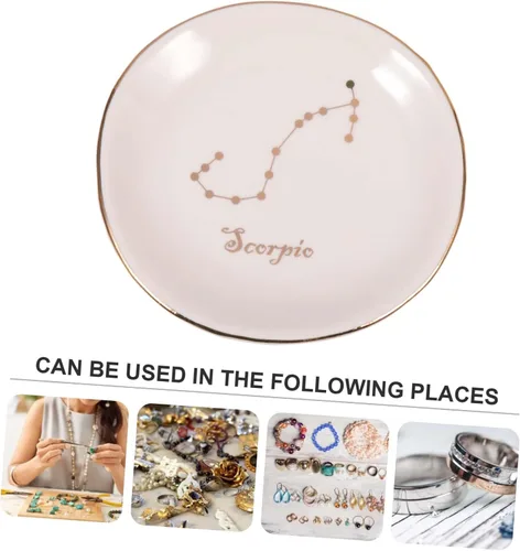 Vista 9 de USHOBE Jewelry Tray Astrology Ring Dish Ceramic Ring Dish Trinket Tray Necklace Ring Dish Jewelry Organizer Dish Jewelry Plates Miss Necklace Holder