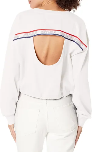 Vista 2 de Tommy Hilfiger Sudadera abierta de dos tonos con cuello redondo y drapeado para mujer