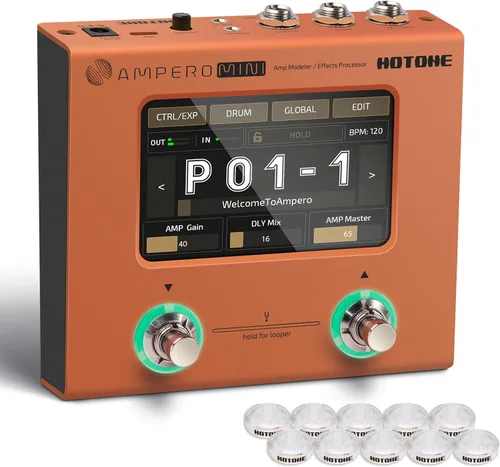 Vista 9 de HOTONE Procesador de múltiples efectos, pedal de guitarra, amplificador de bajo, modelado de gabinetes IR, simulación multiidioma estéreo, OTG