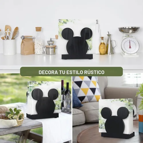 Vista 7 de Servilletero de madera negro para cocina, baño, accesorios de decoración de escritorio lindos Wood Napkins Holder for Table Party Office Cocktail