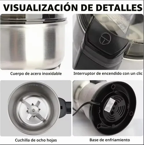 Vista 6 de Molinillo de café eléctrico, molinos de grano, Molinillo de especias eléctrico, Rectificadora de polvo pequeña para el hogar, Molinillo de hierbas