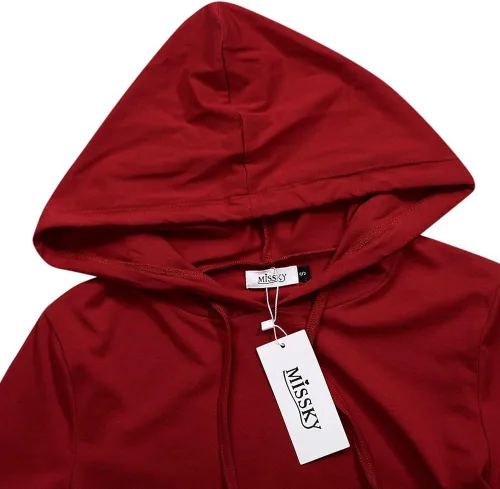 Vista 4 de Vestido MISSKY con capucha, bolsillos, estampado de rayas, hasta la rodilla, ajustado, informal, para mujer