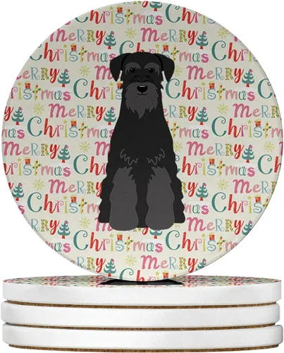 Vista 65 de Abyssinian Sand Terrier Merry Christmas - Posavasos grandes de piedra arenisca (4 unidades)