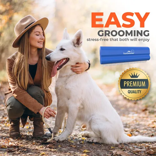Vista 8 de EasyGroomer - Cepillo para quitar pelaje para perros y gatos, herramienta azul para mascotas grandes y pequeñas, elimina la suciedad, el pelo