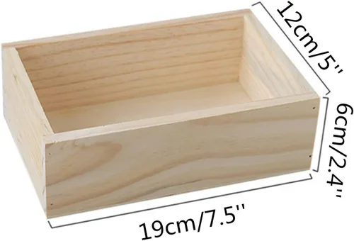 Vista 2 de Caja rectangular de madera para plantas carnosas, de Long Tao 7.5" × 5" × 2.4