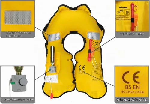 Vista 5 de Chaleco salvavidas inflable básico de uso automático/manual, de la marca Eyson