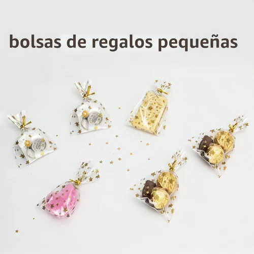 Vista 4 de 100 bolsas de regalo con estampado de estrellas de 3 x 5 pulgadas, bolsas de regalo de celofán, bolsas de regalo de celofán, bolsas de regalo