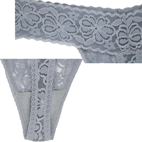 Vista 3 de Tangas de encaje para mujer, talla grande, ropa interior sexy con espalda en T elástica, ropa interior para mujer, paquete de 5/6/10
