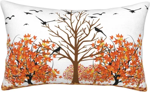 Vista 7 de JOOCAR Fundas de almohada de calabazas azules de 12 x 20 pulgadas, funda de almohada lumbar de otoño, decoración de Acción de Gracias, fundas