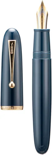 Vista 12 de Jinhao 9019 - Pluma estilográfica serie Dadao con borde dorado acrílico negro #8 punta mediana con convertidor grande para escritura, firma