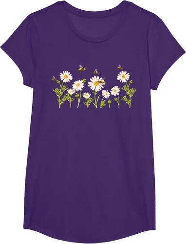 Vista 61 de Marguerites Daisy - Camiseta de verano con margaritas de jardín de flores, Negro, S