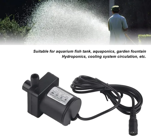 Vista 4 de Mini acuario sumergible, DC 12V 800L/H sin escobillas, silencioso para fuente solar, peces de acuario, estanque, fuente, hidroponía, 16.4 ft