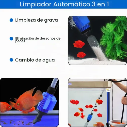Vista 2 de Limpiador eléctrico auto de la grava del acuario, 3 en 1 extractor automático del lodo para los tanques de la planta de los pescados