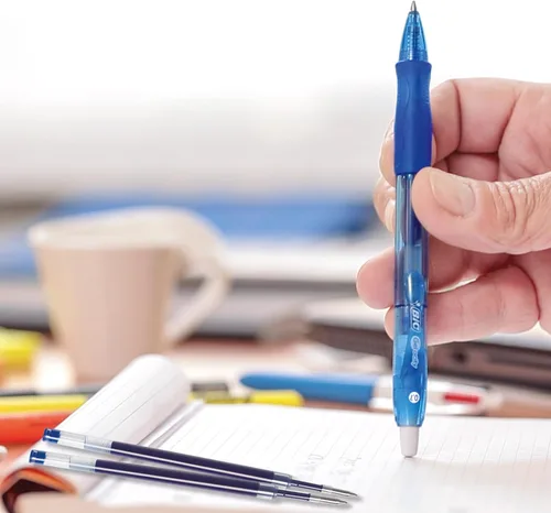 Vista 7 de BIC Gelocity Original - Bolígrafos de gel azul, punta media (0.7 mm), paquete de 12 unidades, bolígrafos de gel retráctiles con empuñadura cómoda