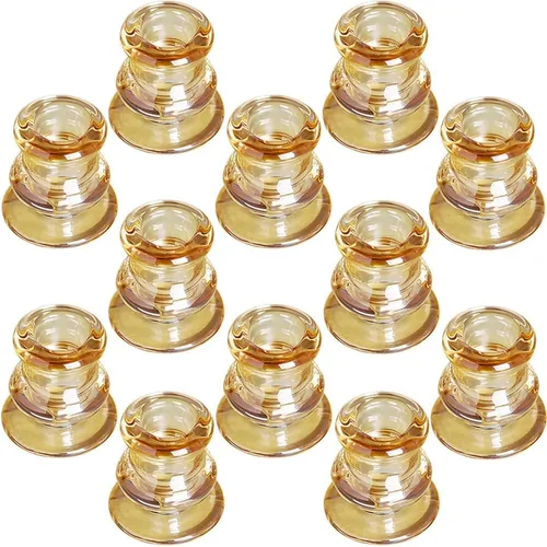 Vista 8 de Portavelas de cristal ámbar, juego de 12 portavelas cónicos para bodas, decoración y comedor