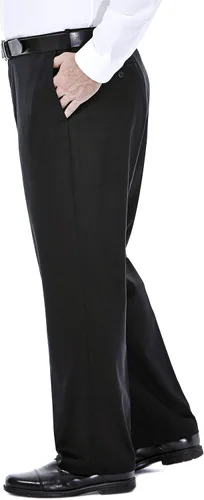 Vista 2 de Haggar - Pantalón color caqui para hombre, diseño de ajuste clásico con frente plano, no se plancha (tallas regular y grande y alto)