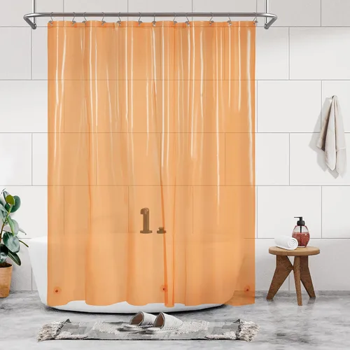 Vista 47 de Barossa Design - Forro de cortina estrecho de PEVA para ducha, con 3 imanes, impermeable, para cabina de baño pequeña, sin PVC, ojales metálicos