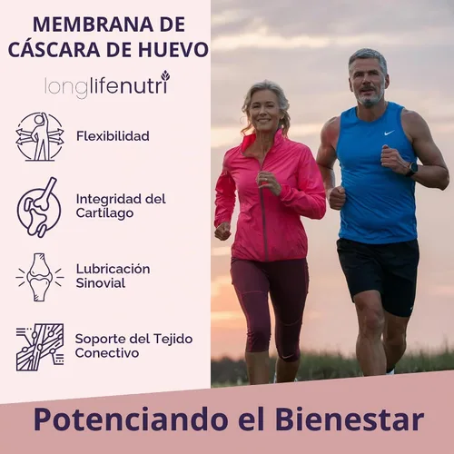 Vista 4 de LongLifeNutri Eggshell Membrane 500mg - Suplemento orgánico NEM para la función articular y comodidad, 240 cápsulas vegetarianas, suministro para 8