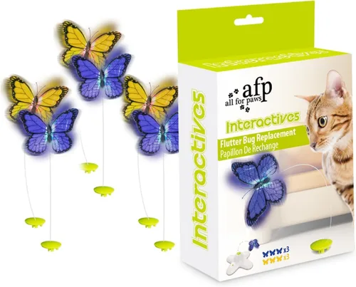 Vista 6 de ALL FOR PAWS Repuestos de mariposa para juguetes automáticos de gatos, mariposa aleteante realista, material de tela mejorado para un juego
