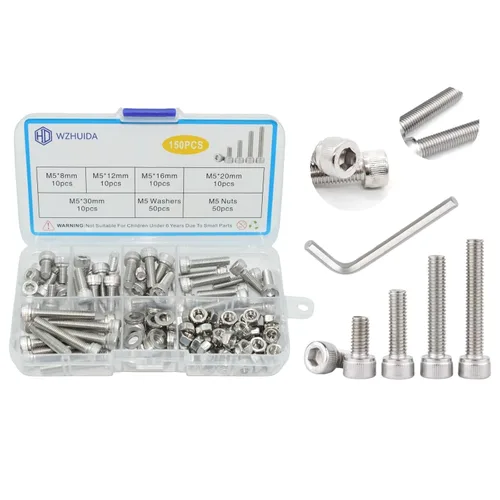 Vista 10 de Surtido de 1080 piezas, tornillos métricos M2 M3 M4, tornillos de cabeza hexagonal con socket, tornillos, tuercas y arandelas de acero inoxidable