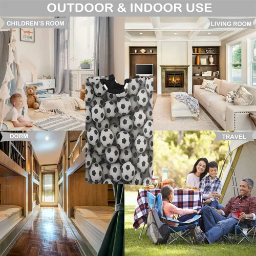 Vista 7 de visesunny Cesta plegable para ropa sucia, pelota de fútbol, impresión 3D, cesta grande para ropa sucia, tela Oxford, organizador de juguetes con asa