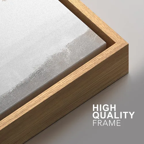 Vista 435 de SIGNFORD - Set de obras de arte en lienzo enmarcado para pared, ilustraciones abstractas de neblina del desierto en tonos neutros beige y marrón