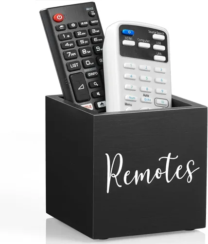 Vista 8 de DRASTAR Soporte para control remoto, soporte remoto de TV de madera, organizador de almacenamiento remoto, organizador de control remoto