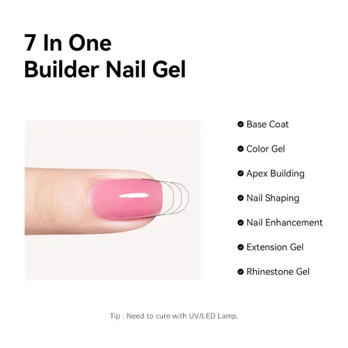 Vista 3 de MAYCHAO Gel constructor morado claro para uñas, fortalecedor de uñas malva de 0.5 onzas líquidas en una botella, gel duro para extensión de uñas 17
