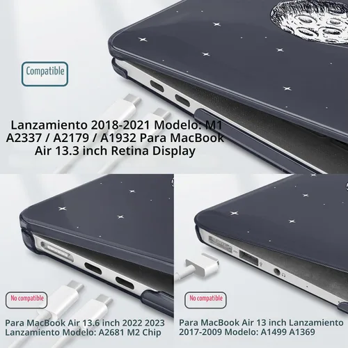 Vista 8 de Tuiklol Para MacBook Air de 13 pulgadas (versión 2021-2018) M1 A2337/A1932/A2179 con pantalla Retina Touch ID, carcasa rígida de plástico y cubierta