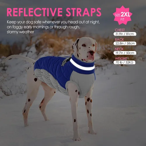 Vista 5 de AOFITEE Abrigo para perro, chaquetas cálidas para perros pequeños, abrigo de invierno para perros con arnés integrado, chaqueta de invierno
