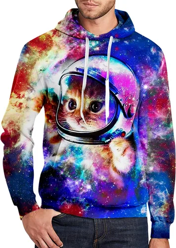 Vista 3 de RAISEVERN Sudadera con capucha para hombre y mujer, con estampado 3D, forro polar, manga larga, sudadera con capucha