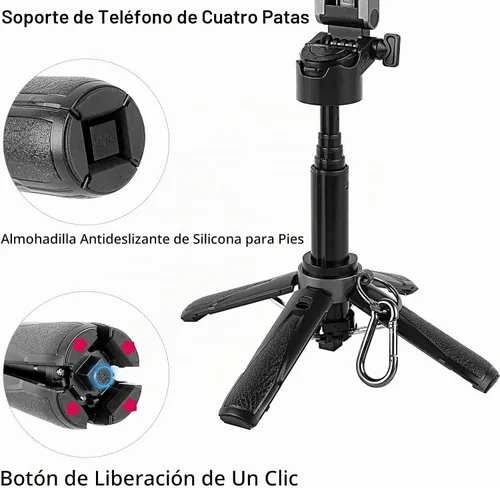 Vista 5 de WOVTE Palo selfie magnético 4 en 1, trípode MagSafe de bolsillo portátil para iPhone con control remoto desmontable, rotación de 360° para iPhone
