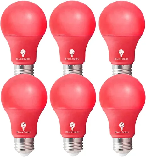 Vista 10 de Bluex Bulbs Paquete de 6 bombillas LED A19 color rosa, 9 W (equivalente a 60 vatios), base E26, bombilla LED rosa, decoración de fiestas, porche