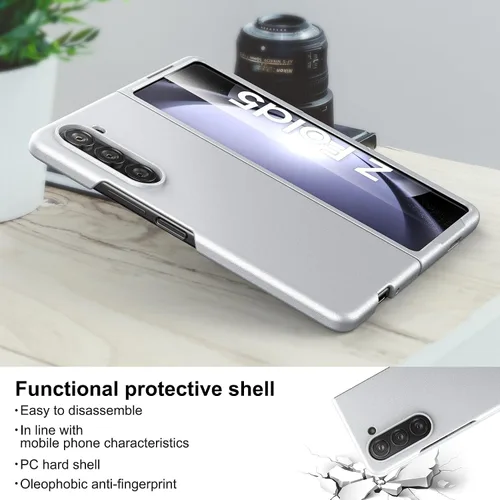 Vista 4 de Funda delgada para Galaxy Z Fold 5, [película de pantalla frontal dura transparente incorporada + parte trasera de policarbonato duro]