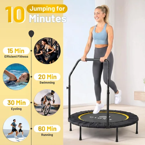 Vista 5 de CLORIS Trampolín plegable de 40 pulgadas con mango de espuma ajustable, con funda acolchada segura, el mejor regalo.