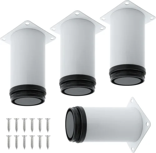 Vista 8 de Paquete de 4 patas ajustables blancas para muebles, patas redondas ajustables de acero inoxidable de 2 pulgadas/1.969 in para muebles, sofá, mesa
