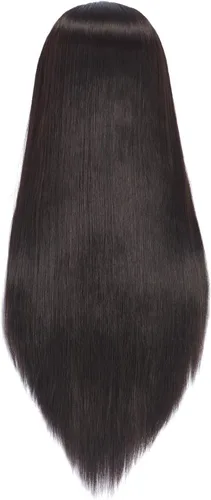 Vista 5 de Headfix 66 "-28" cabeza de maniquí de pelo largo sintético; cabeza de maniquí para prácticas de cosmetología con abrazadera (6F1919LB0220).