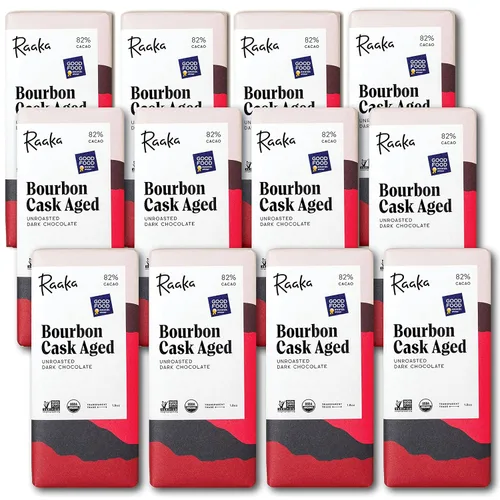 Vista 12 de Raaka Chocolate Bourbon Cask Aged 82% Chocolate negro Regalo de chocolate negro gourmet Orgánico, vegano, sin soja, sin gluten, Kosher Barras
