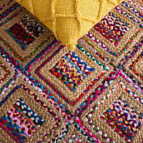 Vista 5 de Safavieh - Colección Cape Cod CAP354A - Tapete tejida a mano en algodón natural y azul, Yute