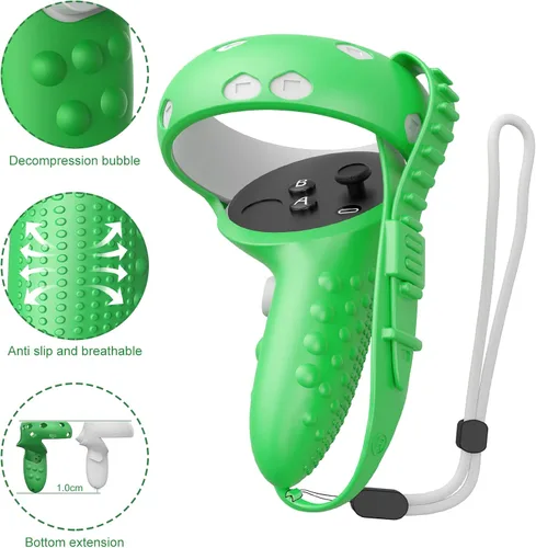Vista 3 de HUIUKE Touch Controller Grip Cover for Quest 2 with Silicone VR Face Cover Pad and Lens Cover, 3 in 1 Silicone Cover Set for Quest 2, Quest 2