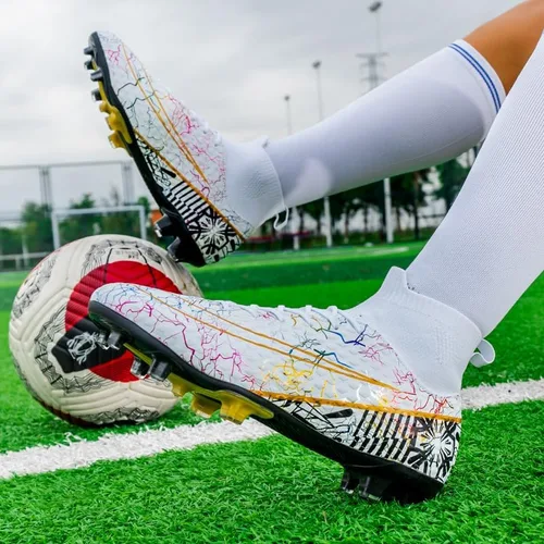 Vista 7 de Zapatos de fútbol para hombre y mujer, zapatos de fútbol para interiores, zapatos de fútbol para exteriores, zapatos de fútbol para niños, tacos
