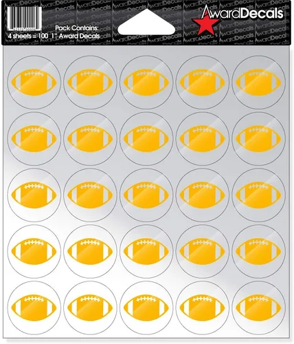 Vista 8 de Award Decals Juego de calcomanías de fútbol (negro sobre transparente) (100 calcomanías de 1 pulgada), calcomanías originales Award Decals Premium