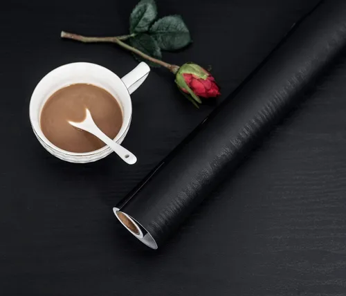 Vista 19 de Papel de contacto de madera azul oscuro despegar y pegar, papel tapiz engrosado sin rasgaduras, adhesivo de vinilo, autoadhesivo impermeable