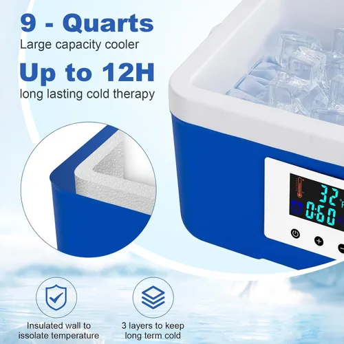 Vista 2 de Máquina de Hielo para Hombro Después de Recuperación de Cirugía, Sistema de Crioterapia Doméstica de 9 Quarts con Temporizador y Circulador