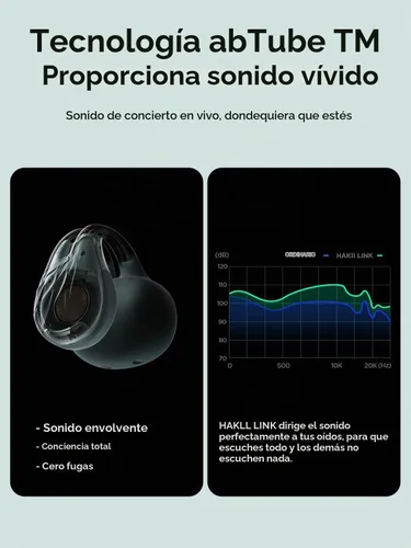 Vista 6 de HAKII Auriculares de oído abierto inalámbricos, auriculares Bluetooth 5.4 ergonómicos con clip Bluetooth con sonido estéreo/ANC, auriculares de oído