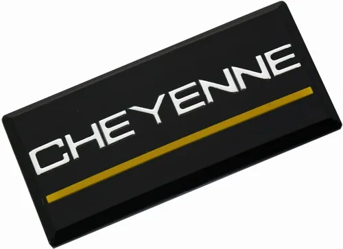 Vista 3 de SSDD 2 emblemas de cabina Cheyenne de repuesto para pilar de techo lateral Chevrolet 88-94 placa de identificación 3D (cromo/amarillo)