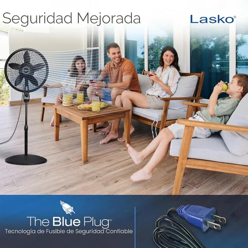 Vista 6 de Ventilador con 3 velocidades Lasko 18 pulgadas eficiente de la energía Swirling Cyclone Grill Pedestal control remoto incluido gratis