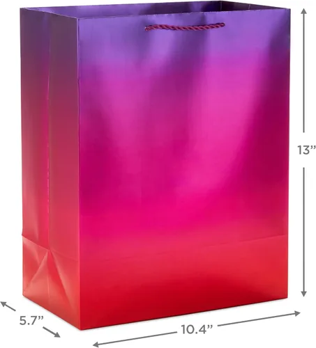 Vista 3 de Hallmark Bolsas de regalo grandes de 13 pulgadas, paquete de 3 (azul iridiscente, dorado, morado)
